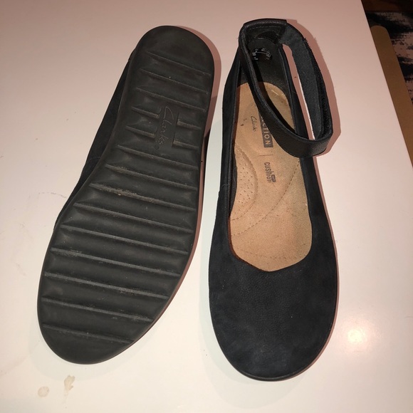 Clarks Shoes Clarks Cushion Insole Ankle Strap Black